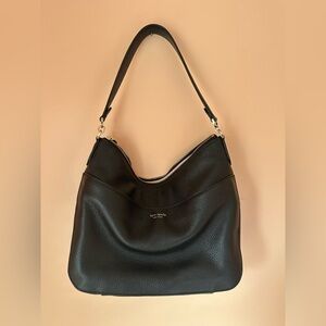 kate spade Black Pebbled Leather Shoulder Hobo with Gold-Tone Hardware